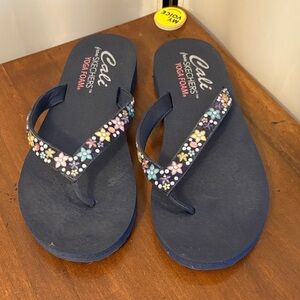 Skechers Cali Navy Floral Sandals